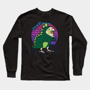 Aesthetic Vaporwave Dinosaur Cinnamon Conure Long Sleeve T-Shirt